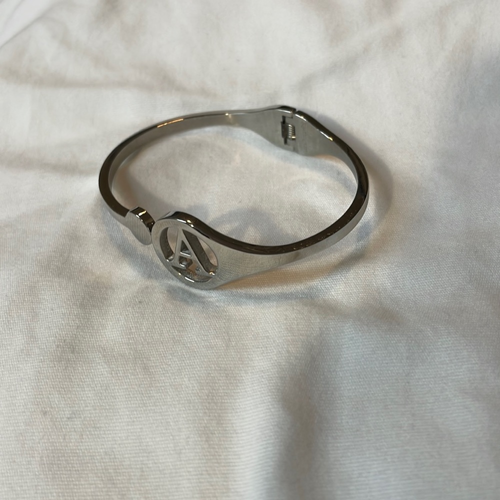 Rustic Cuff A Initial Cuff Silver